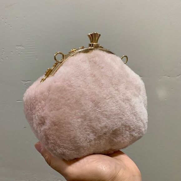 Handmade Cute Real Shearling Perfume Bottle Shaped Clutch/Wristlet/Crossbody - Picture 7 of 15